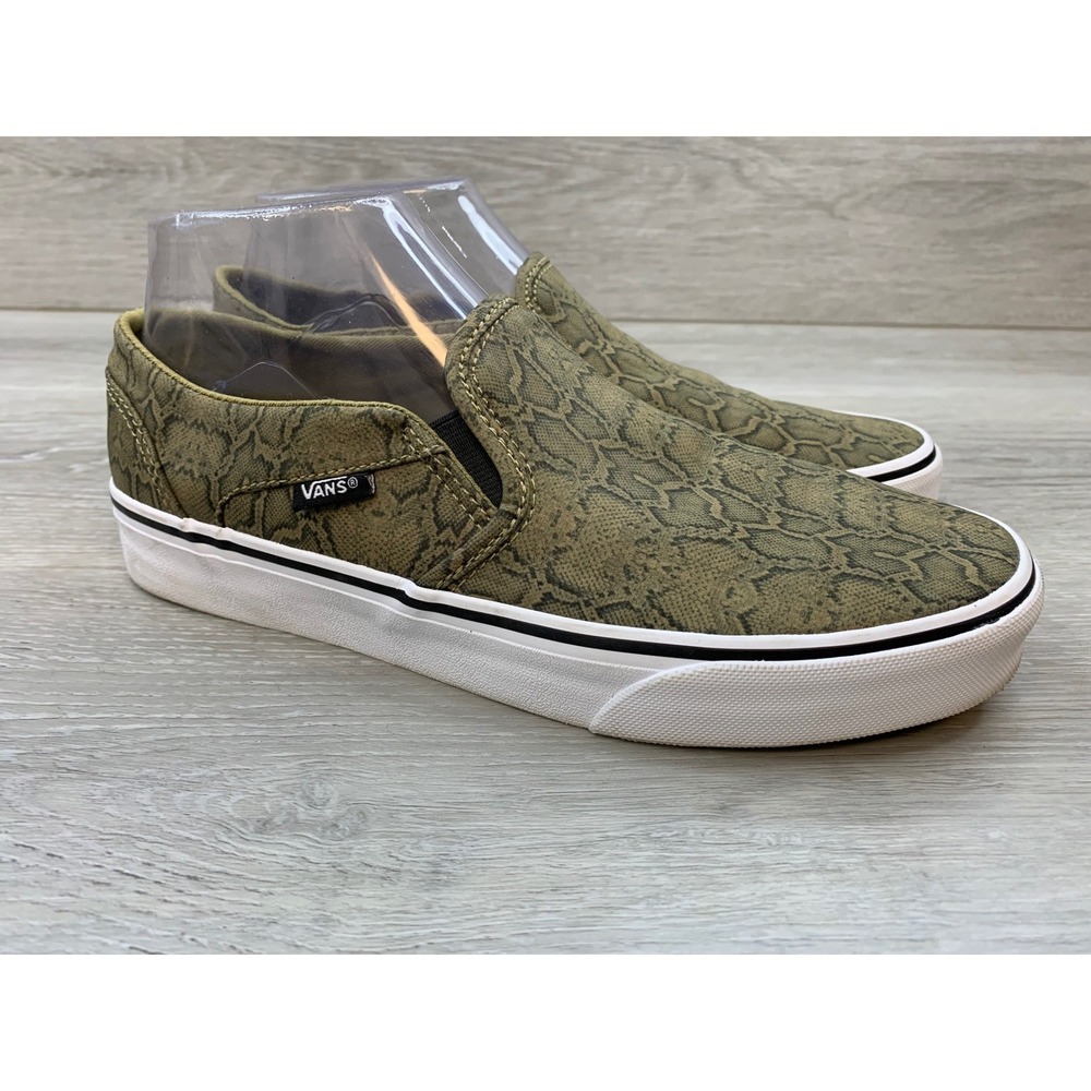 Vans Classic Women's Sneakers Slip-On Green Snakeskin Print 8 Casual Shoes